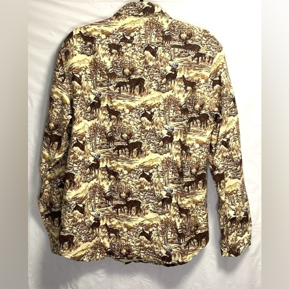J.Crew Deer Print Chamois Rare Shacket Brown Outdoors Sportsman Hunting L - Picture 8 of 9